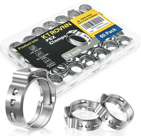 1/2 Inch PEX Crimp Rings 60 Pack for PEX Fittings Plumbing