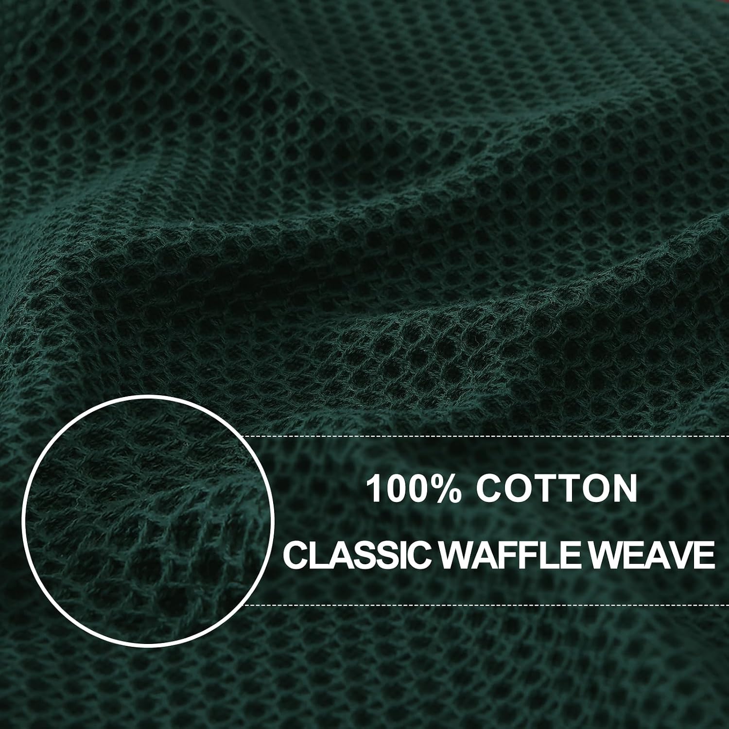 Homaxy 100% Cotton Waffle Weave Kitchen Dish Cloths 12-Pack, Blackish Green