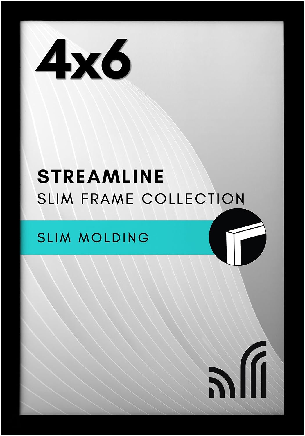 Americanflat 4x6 Picture Frame - Slim Molding - Black