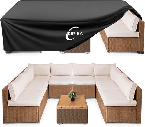 Kipiea Patio Furniture Covers Waterproof Winter, Heavy-Duty Outdoor Furniture Set Covers for Table Chairs, Anti-UV, No Tears or Fading (110" L x 84" W x 28" H)