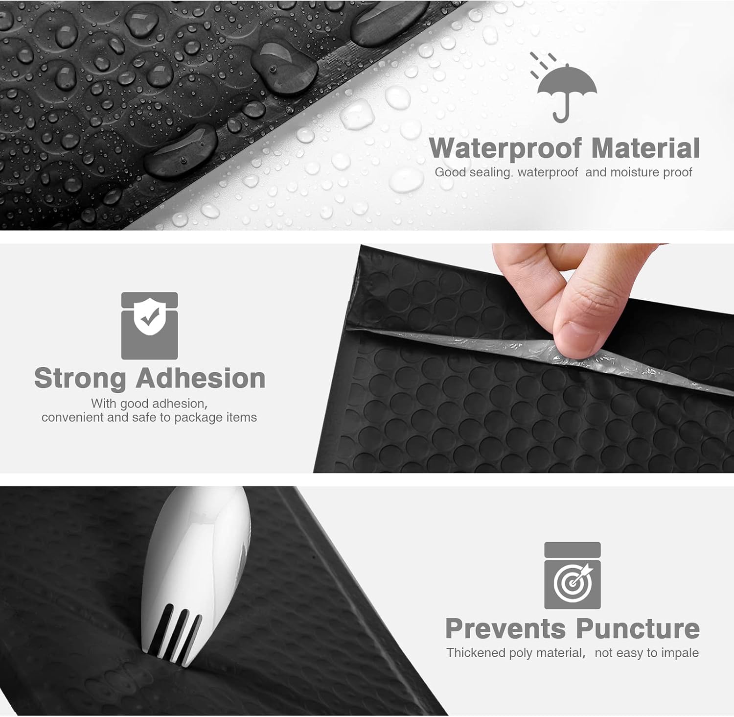 Metronic Bubble Mailer 4X8 Inch Black 500 Pack,Waterproof Padded Envelopes,Self-Seal Small Bubble Mailers Cushioning Bubble Envelopes for Shipping,Jewelry Makeup Supplies, Packaging Bulk