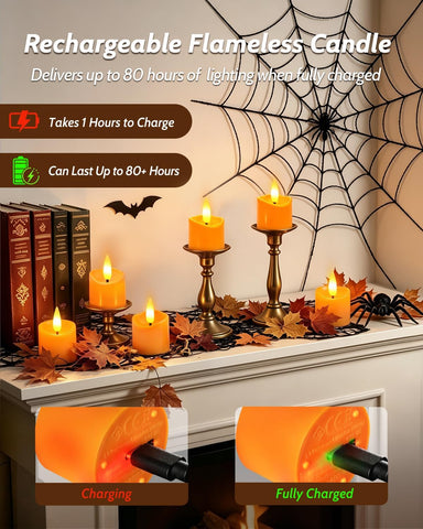 12 Pack Small Rechargeable Flameless Candles with Remote Timer