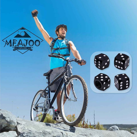 4PCS Dice Style Tire Valve Stem Caps, with O Rubber Ring, Universal Aluminium Alloy Dustproof Tire Valve Stem Covers for Cars, SUV, Trucks, Bikes, Motorcycles, Bicycles(Black)