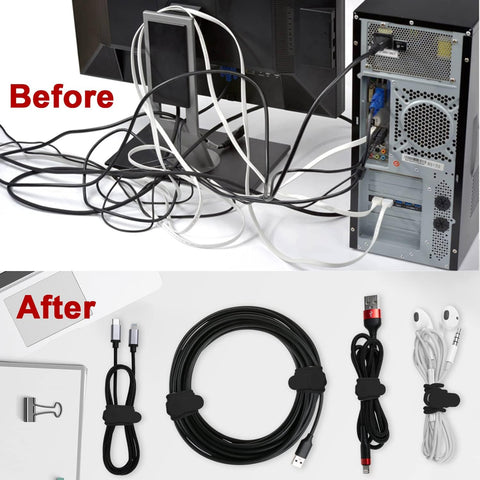 Silicone Cable Ties, Cord Organizer Cable Management(16Pcs-Black)