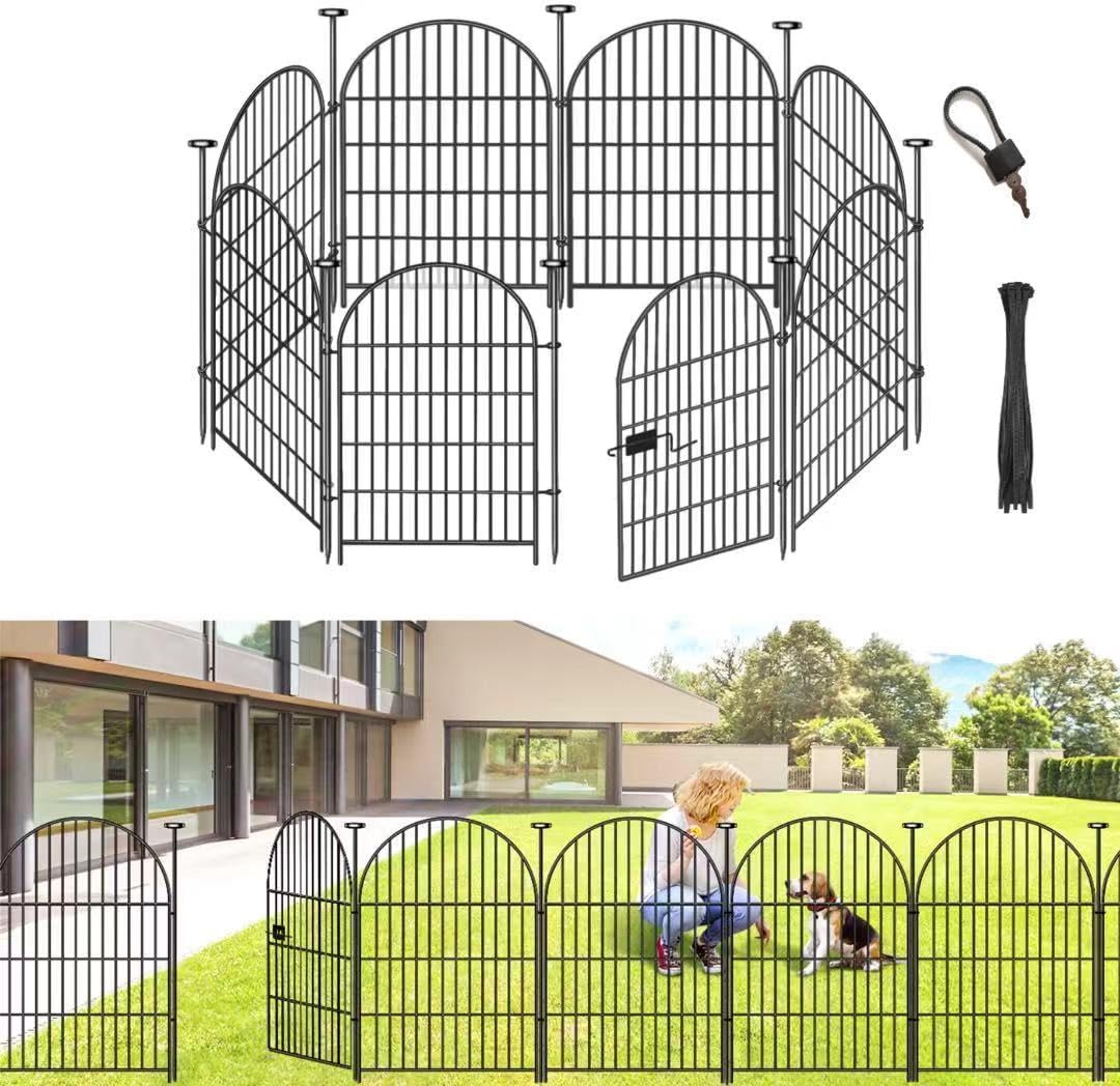 ADAVIN 32in Garden Fence Animal Barrier, 8 Panels Fencing for Dogs