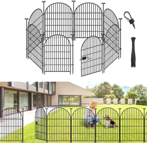 ADAVIN 32in Garden Fence Animal Barrier, 8 Panels Fencing for Dogs