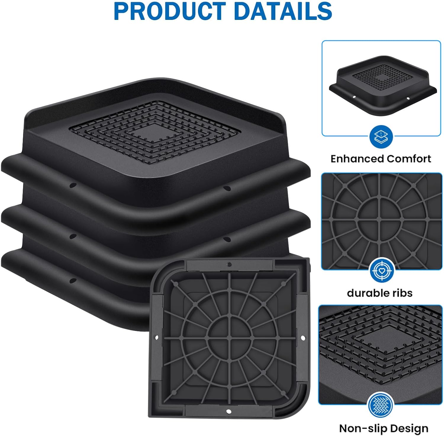 ANNKUT Bed Risers 1 Inch Heavy Duty, Furniture Risers for Bed Desk Table Sofa Couch,Oversized Bed Lifts Risers,Support up to 5000 Lbs(4 Pack Black)