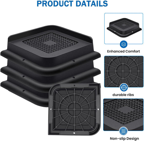 ANNKUT Bed Risers 1 Inch Heavy Duty, Furniture Risers for Bed Desk Table Sofa Couch,Oversized Bed Lifts Risers,Support up to 5000 Lbs(4 Pack Black)