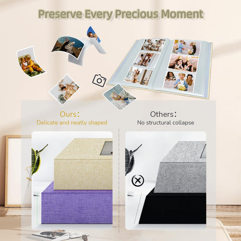 popotop Photo Album 4x6-300 Photos Linen Cover Photo Books with 300 Horizontal Pockets,Slip-in Picture Albums for Family Wedding Anniversary Baby Vacation Pictures