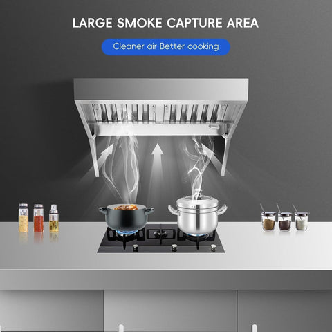 7FT Commercial Exhaust Hood with 3 Detachable U-shaped Grid Oil Filter Mesh