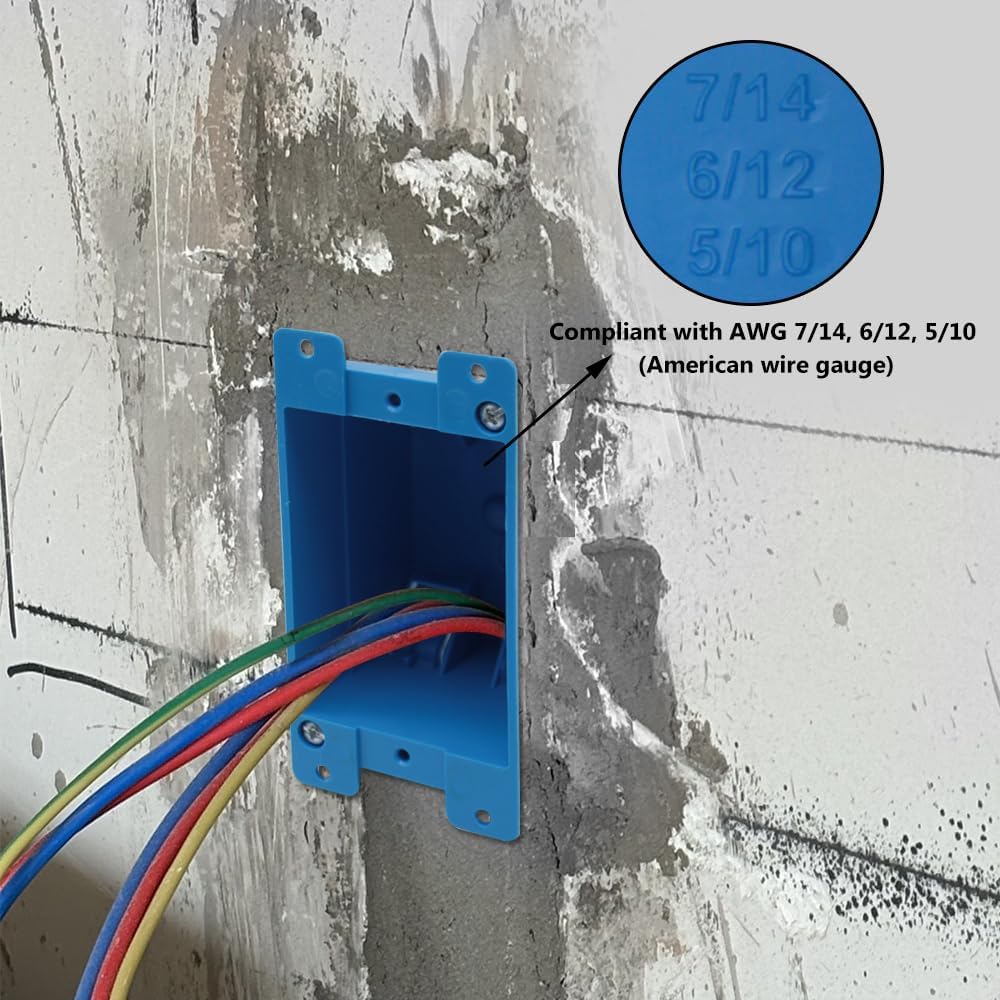 Single Gang Electrical Outlet Box, Blue, 3 Pack, ETL Listed