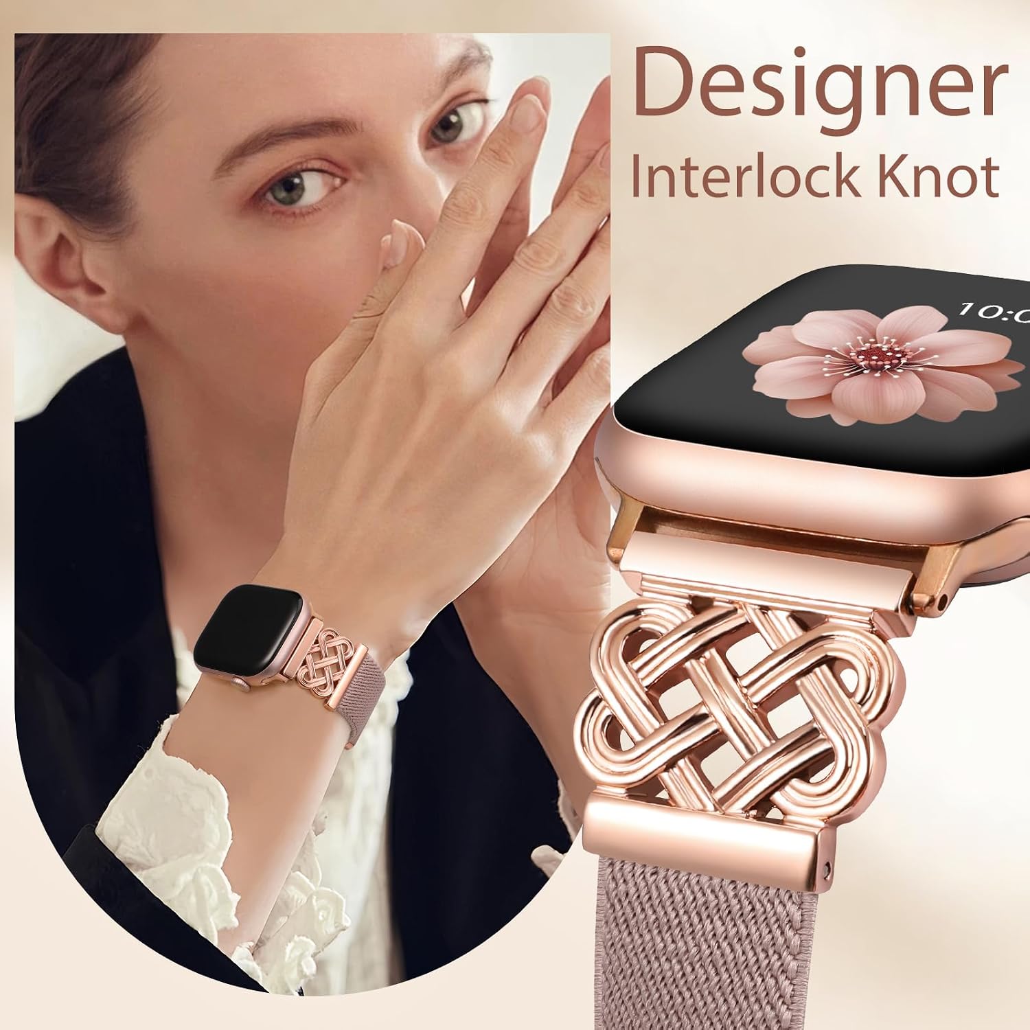 Minyee Magnetic Stretchy Band Compatible with Apple Watch Bands 38/40/41/42/44/45/46/49mm Women Men, Celtic Knot Soft Elastic Nylon Fabric Strap for iWatch Series 11 10 9 8 7 6 5 4 SE/Ultra 3 2 1
