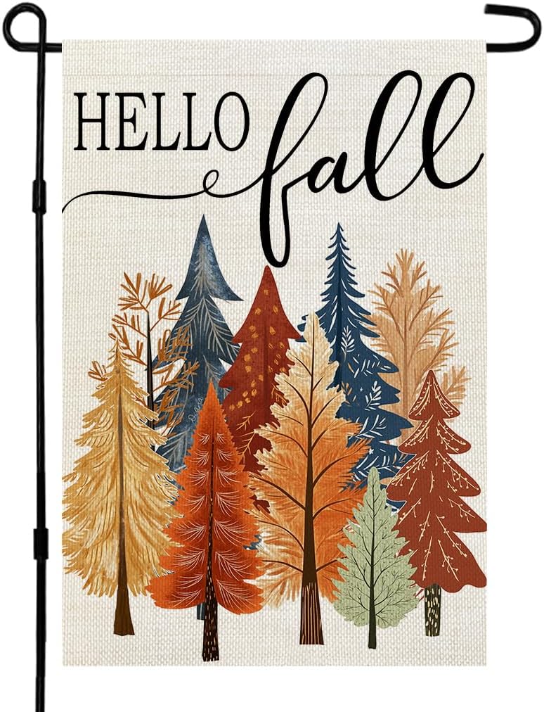 CROWNED BEAUTY Fall Welcome Trees Garden Flag for Outside 12x18 Inch