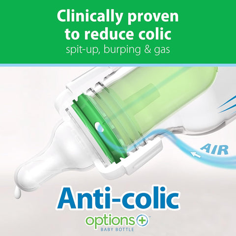 Dr. Brown's Anti-Colic Options+ Narrow Glass Baby Bottle, 8 oz, 4-Pack