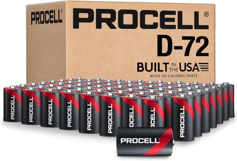 PROCELL D Cell Alkaline Batteries, 1.5V, 72-Pack Bulk for Professionals
