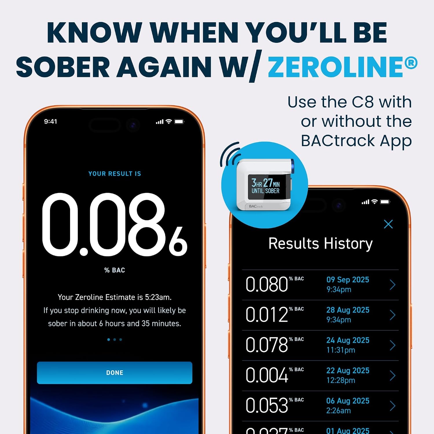 BACtrack C8 Breathalyzer | BAC Alcohol Tester | Optional App