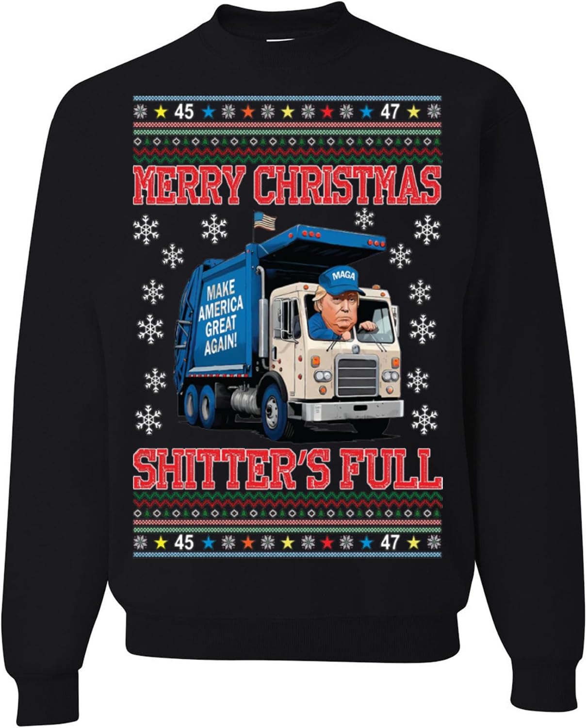 wild custom apparel Merry Christmas Shitters Full Ugly Christmas Sweater Crewneck Sweatshirt