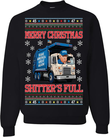 wild custom apparel Merry Christmas Shitters Full Ugly Christmas Sweater Crewneck Sweatshirt