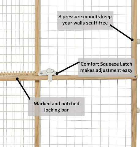MidWest Homes for Pets Wire Mesh Pet Safety Gate, Dog Gate Expands From 29 - 50 Inches Wide, 44 Inches Tall, Wood, Powder Coated Wire