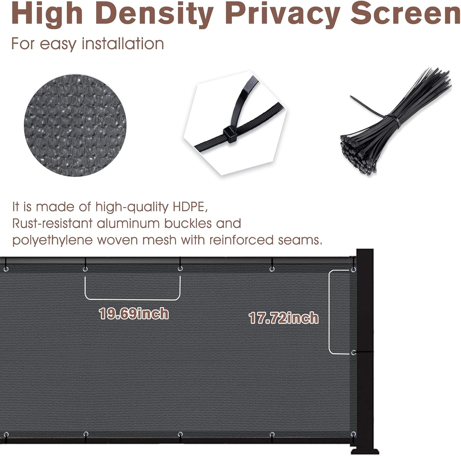 SUNNY GUARD 3' x 23' Balcony Privacy Screen, HDPE Patio Railing Cover Fence