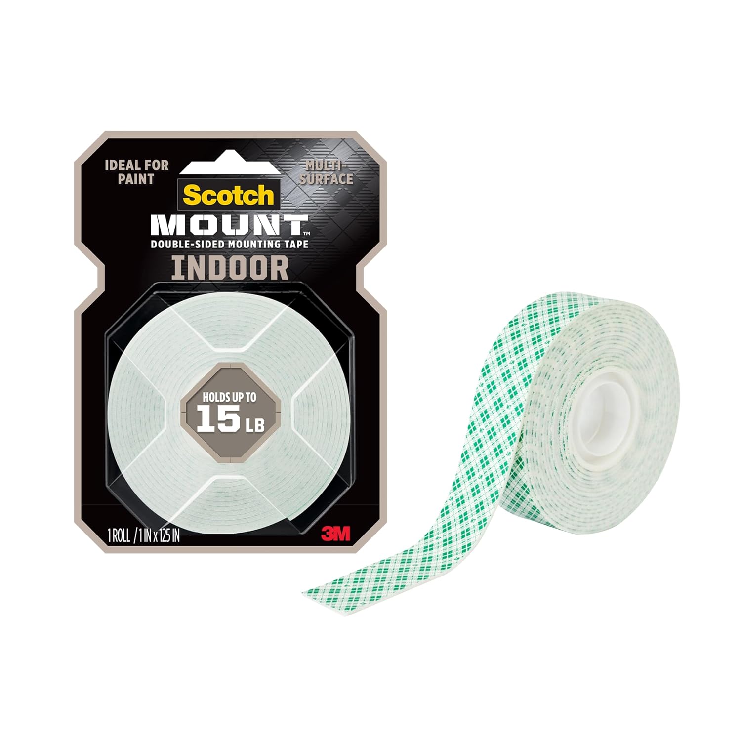 Scotch-Mount Indoor Double-Sided Mounting Tape, White, 1 Roll