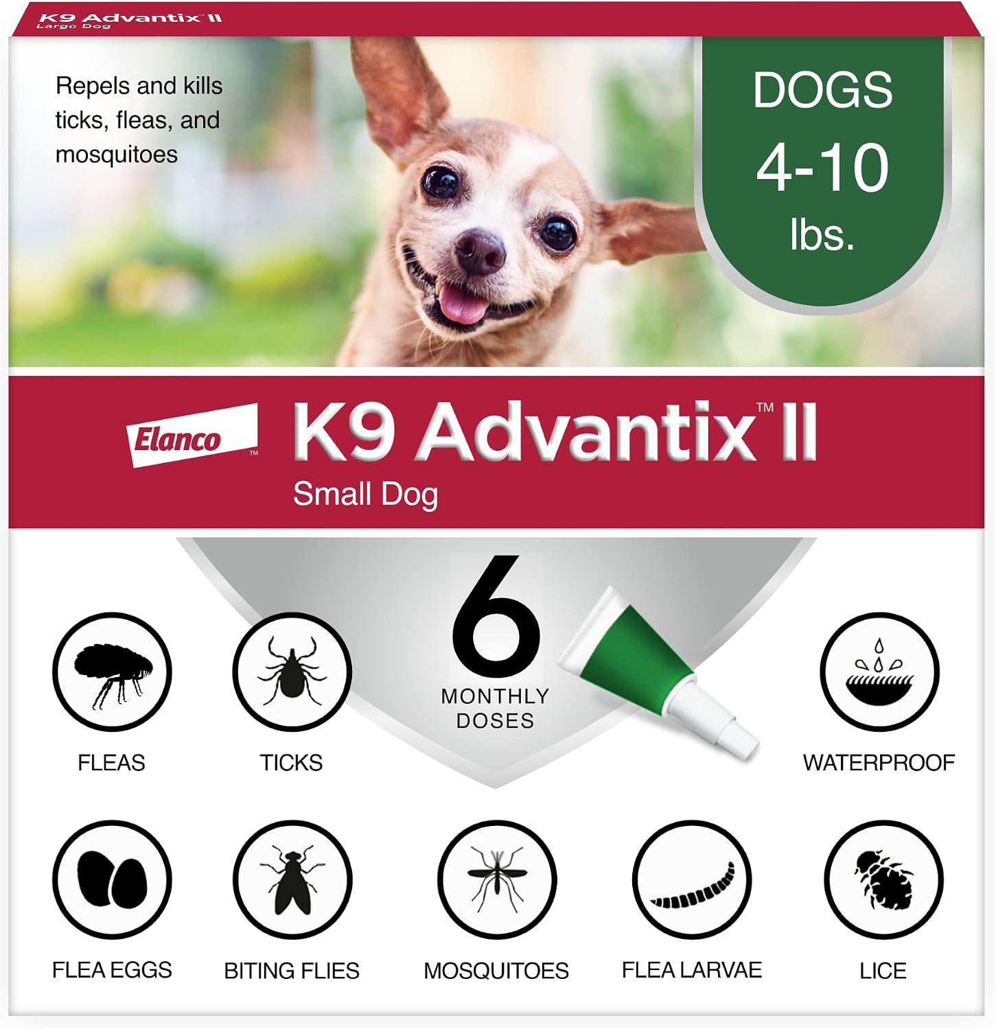 K9 Advantix II Flea & Tick Topical for Small Dogs 4–10 lbs., 6ct
