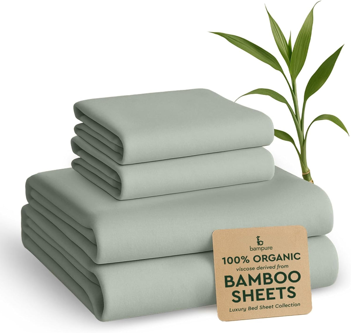 BAMPURE 100% Rayon from Bamboo Sheets Queen Size - 4pc Cooling Sheets Queen