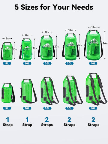 HEETA Dry Bag Waterproof Backpack with Phone Case 5L/10L/20L/30L/40L