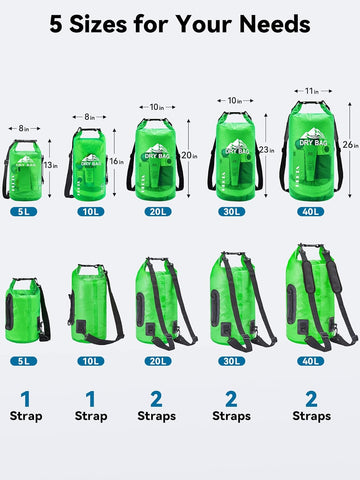 HEETA Dry Bag Waterproof Backpack with Phone Case 5L/10L/20L/30L/40L