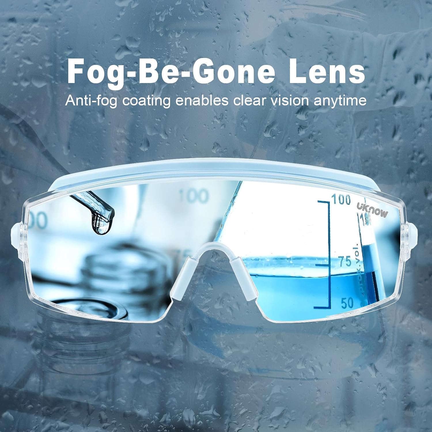 UKNOW Safety Goggles Over Glasses, Anti Fog Safety Glasses with Clear Wraparound Lens, ANSI Z87.1 Protective Eyewear