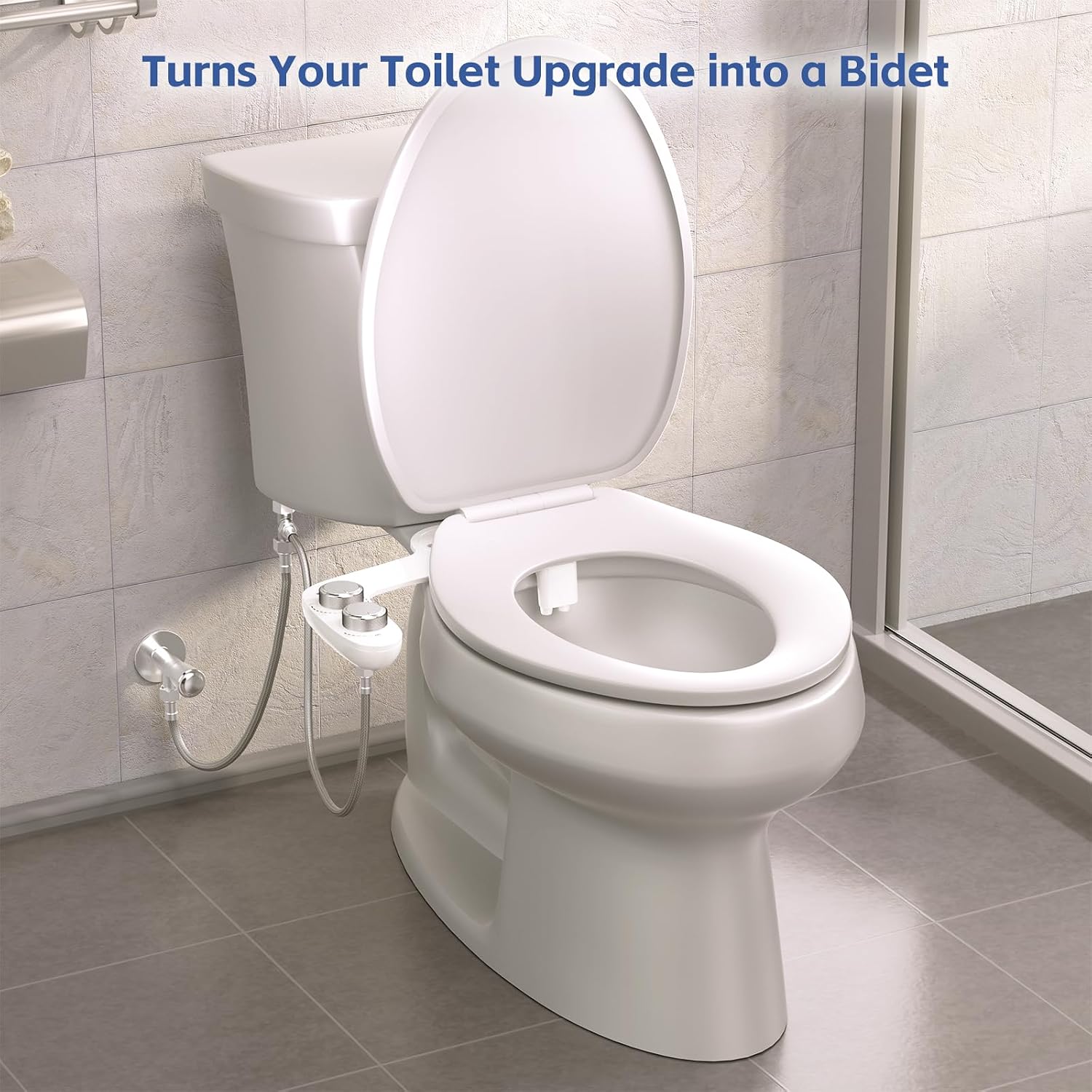 WATERLACE Ultra-Slim Bidet Attachment for Toilet - Dual Nozzle, Rear & Feminine Wash, Self-Cleaning, Adjustable Cold Water Pressure, Non-Electric Bidet Toilet Seat for Bathroom, Easy Install (Chrome)