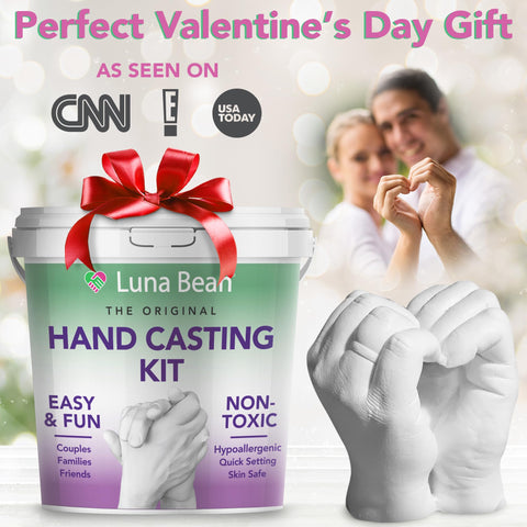 Luna Bean Hand Casting Kit - Valentines Day Gifts for Her Wife Him Men Husband, Engagement Gifts for Couples Anniversary Wedding Bridal Shower, Mom Kids Valentine’s Girlfriend Boyfriend Hand Mold Kit