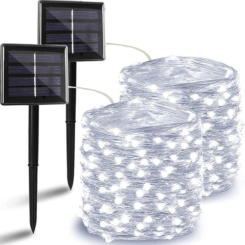 Solar String Lights Outdoor, 2Pack 144FT 400LED Fairy Lights, White