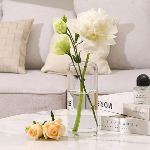 ComSaf Glass Flower Vase 8 Inch Tall, Clear Bud Vase for Centerpieces