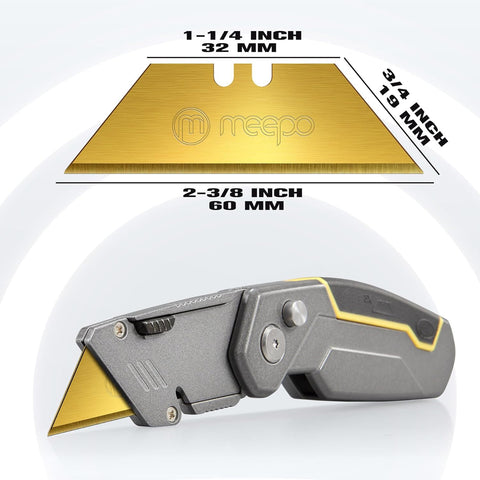 M MEEPO Utility Knife Blades, Never Rust, Titanium SK-2 Steel, 50-Pack