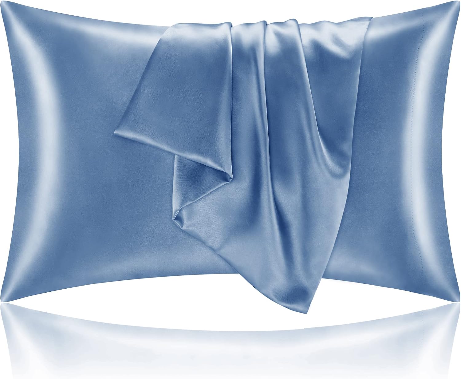 BEDELITE Satin Pillowcases, Standard Size 20x26 Inch, Airy Blue, Set of 2