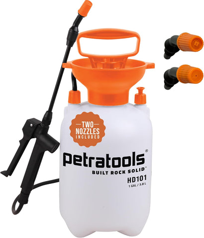 PetraTools HD101 Garden Pump Sprayer, 52-in Long Hose & 2 Nozzles, 1 Gallon