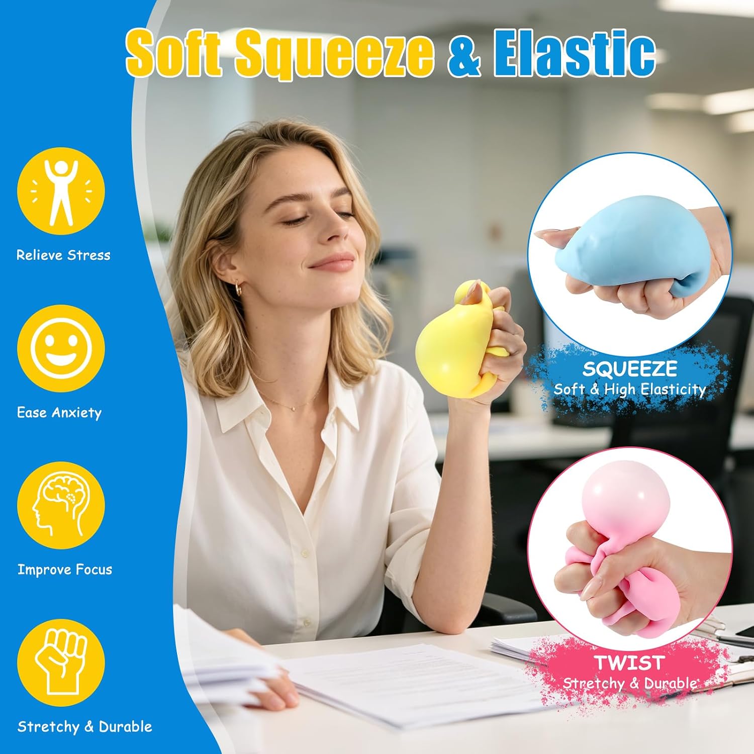 Cheese Squishy Cube, Cheese Block Squeeze Toy, Stress Ball Fidget Sensory Squeezy Toys, Novelty Stress Relief Gifts for Adults (Pink, 2.4 in)