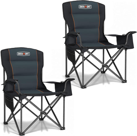 Overmont 2-Pack Oversized Camping Chairs - 450 lb Each, Fully Padded
