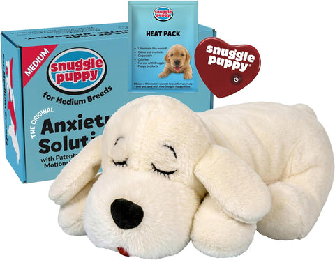 Snuggle Puppy Heartbeat Toy, Calming Comfort, Medium Breeds - Cream