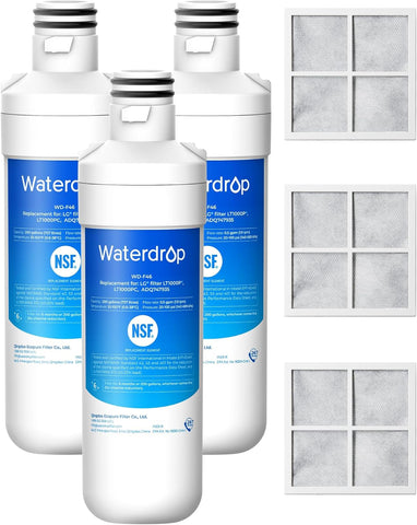 Waterdrop ADQ747935 Refrigerator Water Filter and Air Filter, 3 Combo