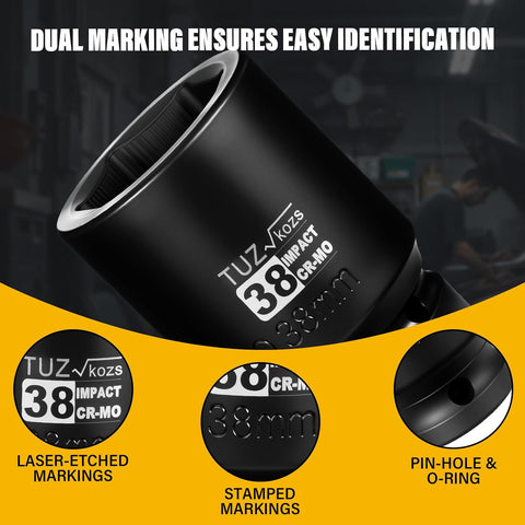 1 Inch Drive 38mm Deep Metric 6 Point CR-MO Impact Socket