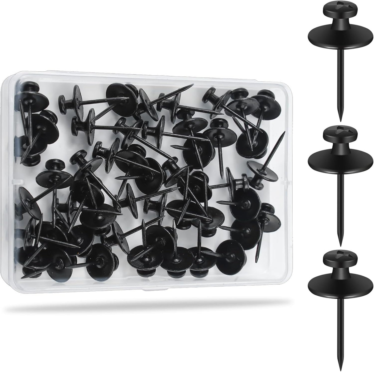 KURUI 60Pcs Metal Thumb Tacks for Wall, Heavy Duty Picture Hanging Nails