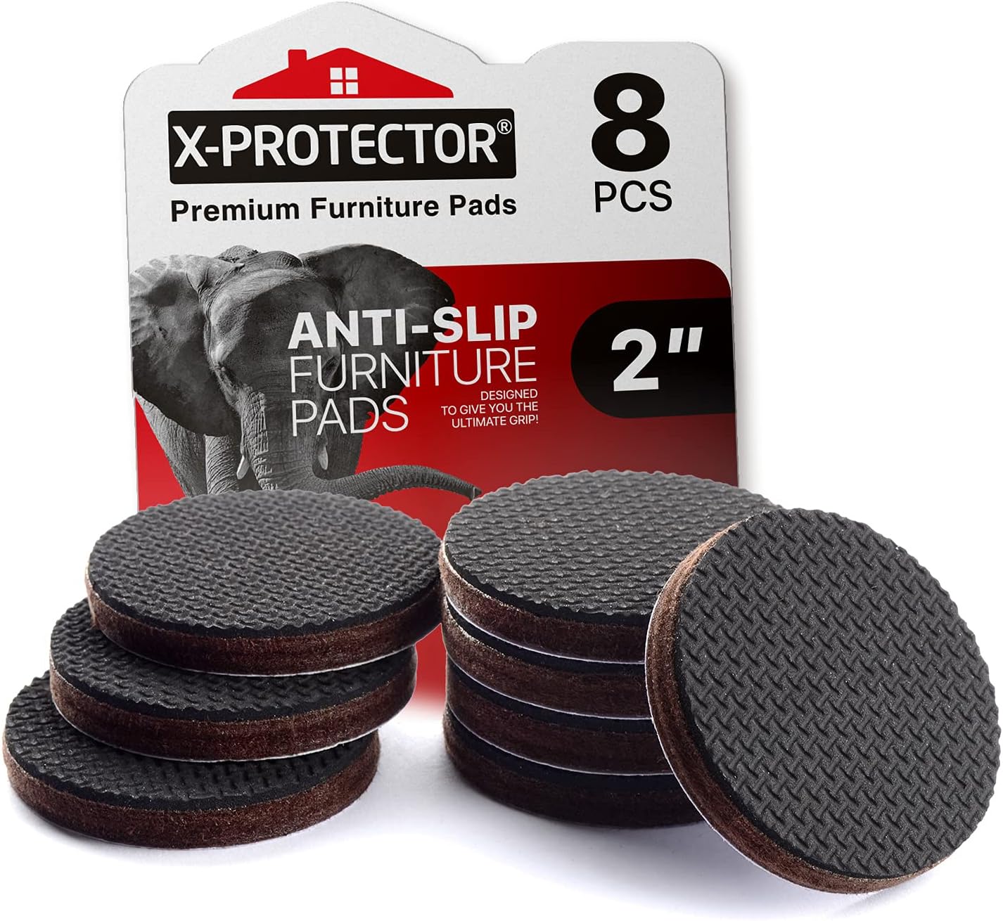 X-PROTECTOR Non Slip Furniture Pads - 8 pcs Premium Furniture Grippers 2"!