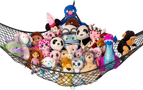 Large Stuffed Animal Storage Hammock 1 Pack | Holds 12 lbs | Corner Stuffed Animal Organizer | Plushie Net for Stuffed Animals | Stuffy Storage, Cute Bedroom, Room Decor | Black
