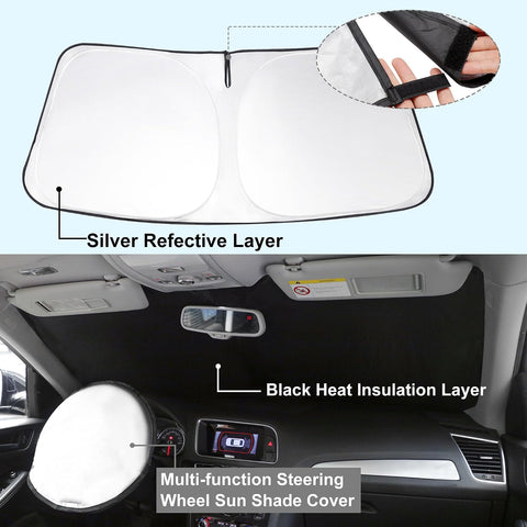 YYCKE Windshield Sun Shade Accessories Compatible with 2014 2015 2016 2017 2018 X5 for BMW Foldable Sunshade Sun Visor Blocks UV