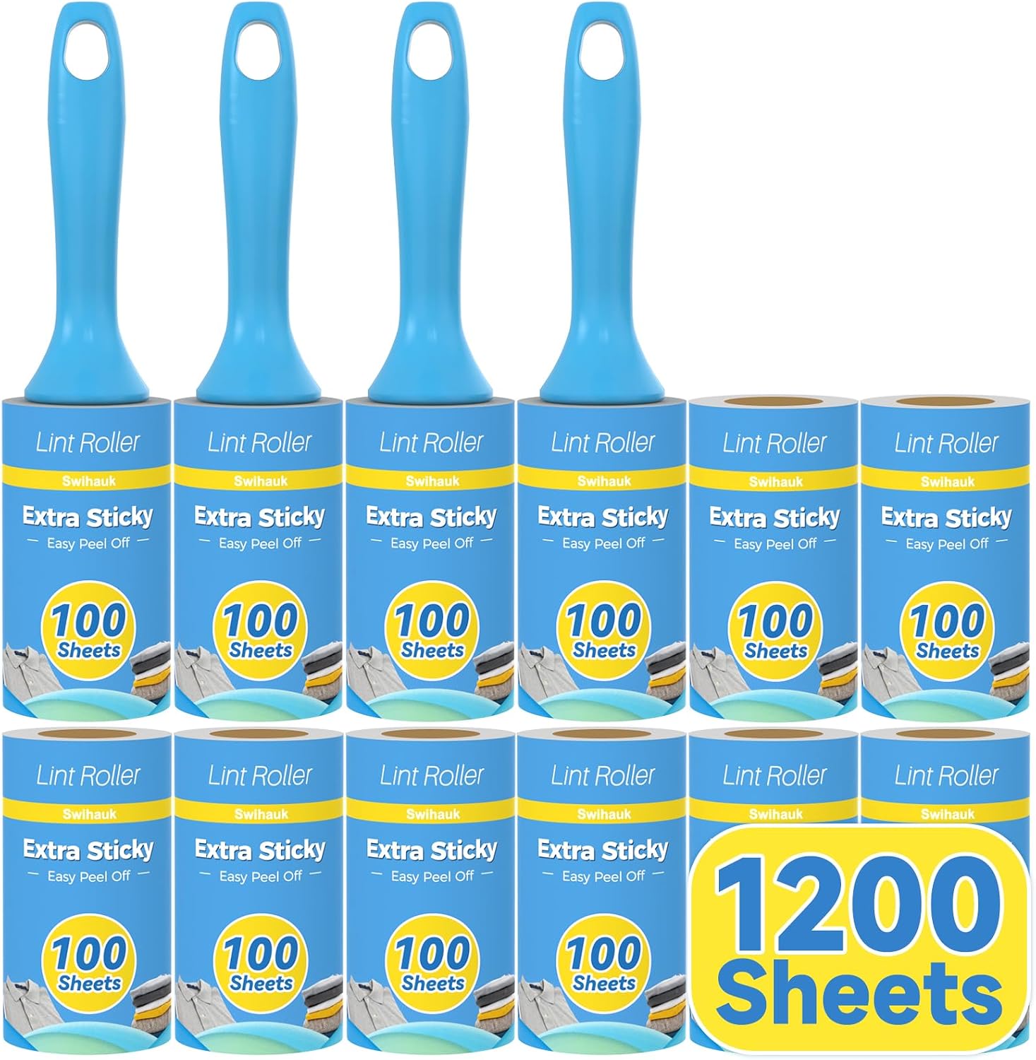 Swihauk 1200 Sheets Extra Sticky Lint Rollers for Pet Hair