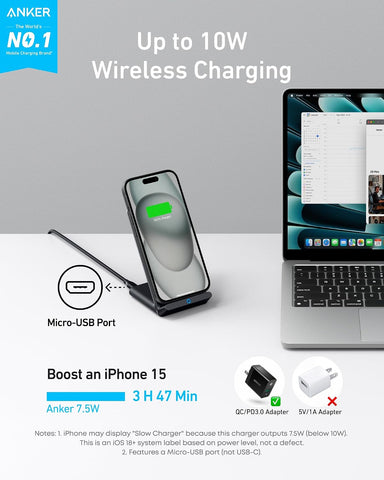 Anker 313 Qi-Certified 10W Max Wireless Charger Stand