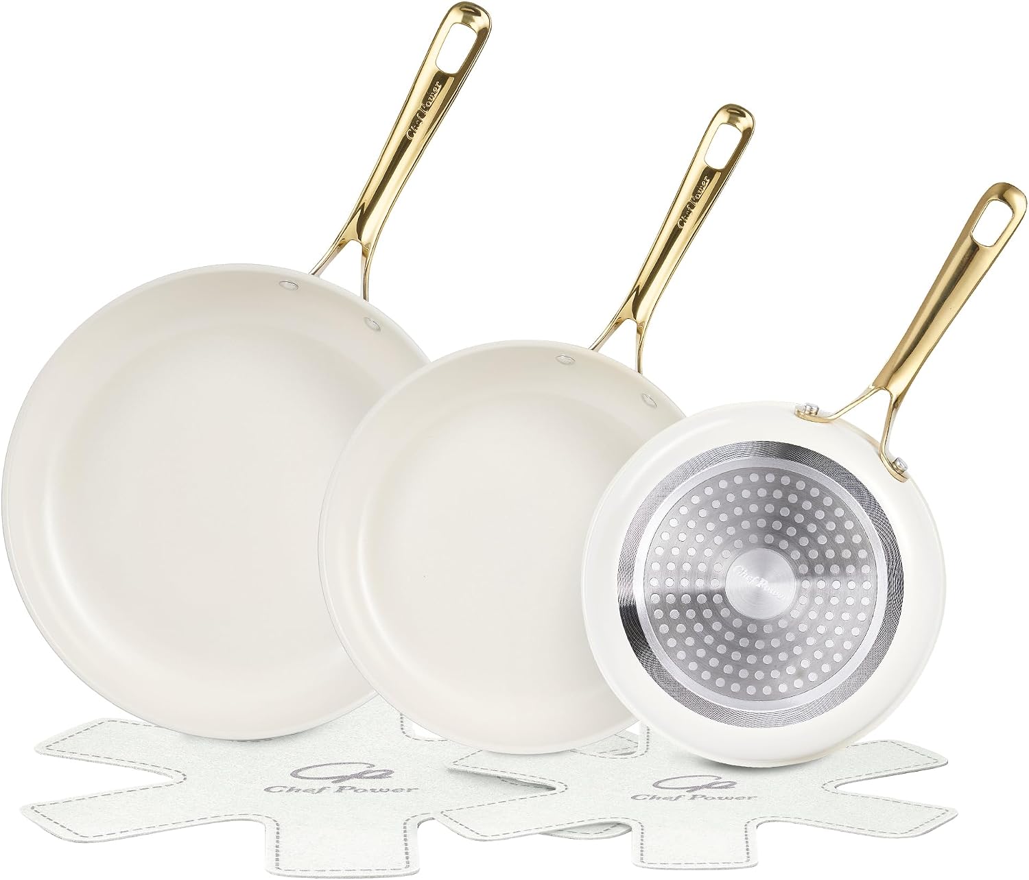 Chef Power Ceramic Frying Pan 5Pcs, Non Stick Skillet 8/9/11 Inch