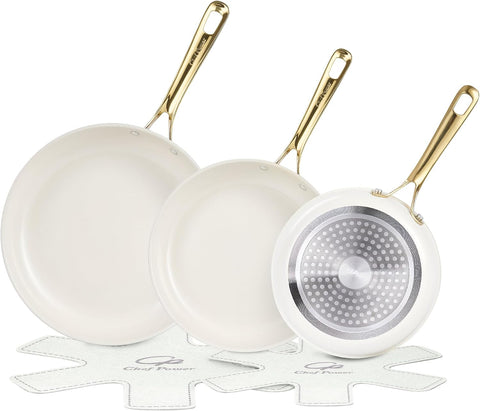 Chef Power Ceramic Frying Pan 5Pcs, Non Stick Skillet 8/9/11 Inch
